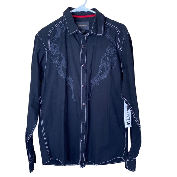 Ring of Fire Other - Ring of Fire NWT Embroidered Men’s Vintage Button Down Size L
